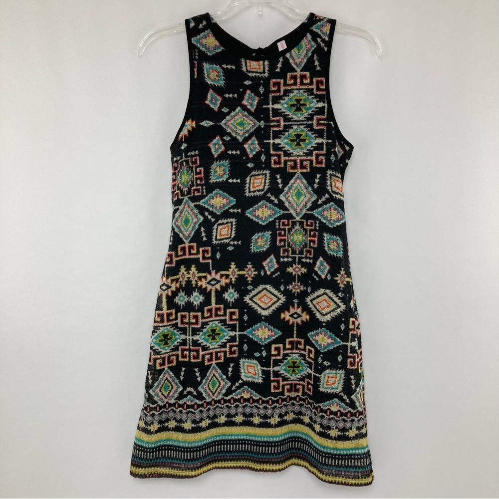 Xhilaration Black Sleeveless Bohemian Crocheted Keyhole Tie Back Dress Size XS